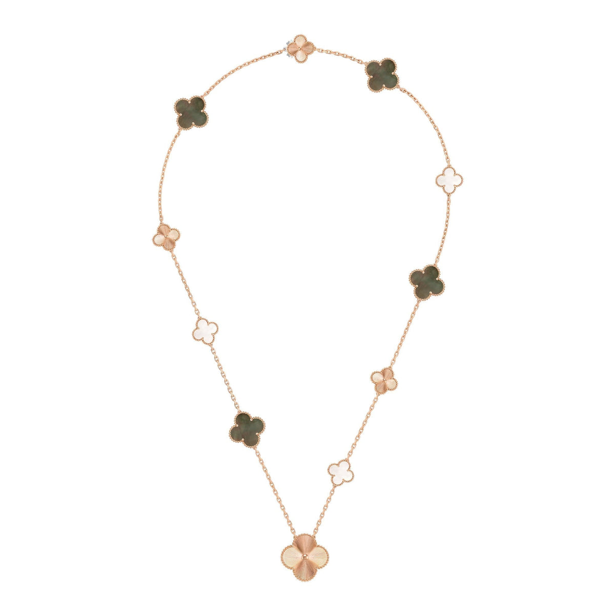 [Legend]DETACHABLE 15-MOTIF CLOVER STATEMENT SET - GREY MOTHER-OF-PEARL & LASER