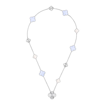 [Legend]DETACHABLE 15-MOTIF CLOVER STATEMENT SET - PURPLE CHALCEDONY & LASER