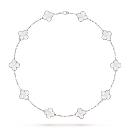 [Legend]CLASSIC LUCKY 10-MOTIF CLOVER NECKLACE WHITE GOLD COLLECTION