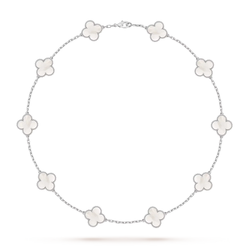 [Legend]CLASSIC LUCKY 10-MOTIF CLOVER NECKLACE WHITE GOLD COLLECTION