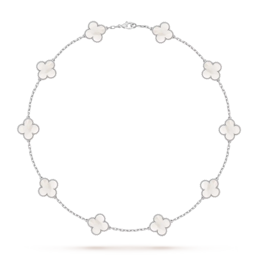[Legend]CLASSIC LUCKY 10-MOTIF CLOVER NECKLACE WHITE GOLD COLLECTION