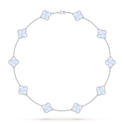 [Legend]CLASSIC LUCKY 10-MOTIF CLOVER NECKLACE WHITE GOLD COLLECTION