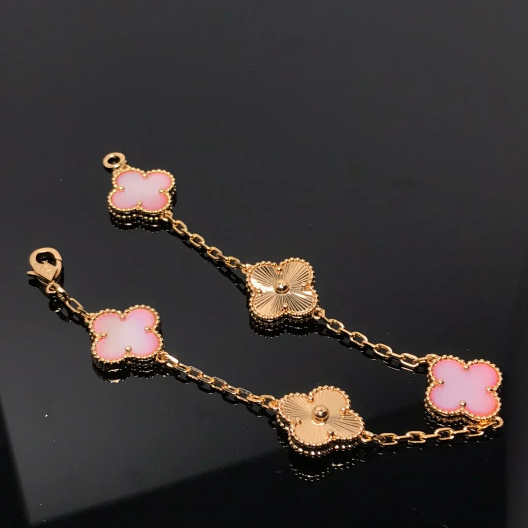 [Legend]LUCKY CLOVER 5-MOTIF BRACELET - PINK MOTHER-OF-PEARL COLLECTION