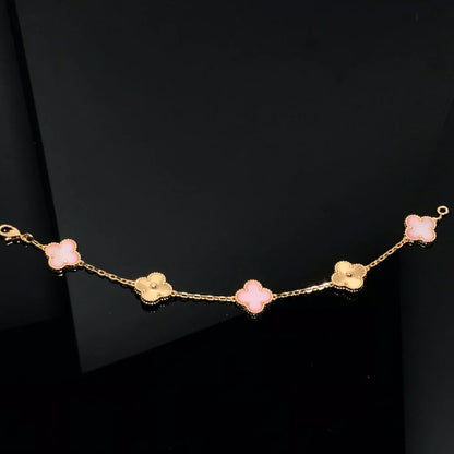 [Legend]LUCKY CLOVER 5-MOTIF BRACELET - PINK MOTHER-OF-PEARL COLLECTION