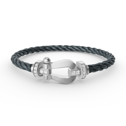 [Legend]FORCE LARGE HORSESHOE HALF DIAMOND BRACELET - WHITE GOLD