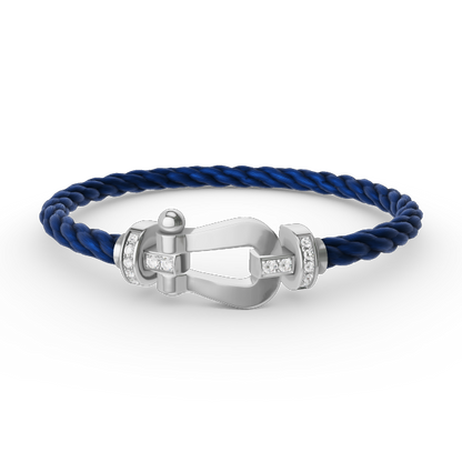 [Legend]FORCE LARGE HORSESHOE HALF DIAMOND BRACELET - WHITE GOLD