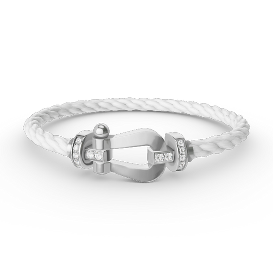 [Legend]FORCE LARGE HORSESHOE HALF DIAMOND BRACELET - WHITE GOLD